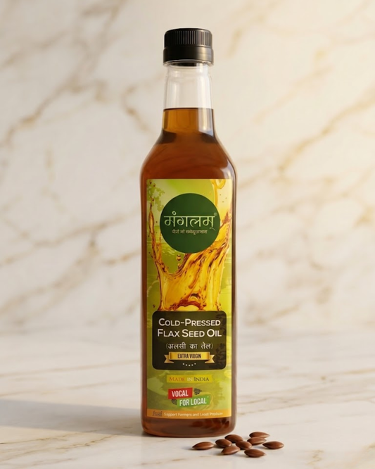 Mangalam Wood Pressed Flaxseed Oil (Alsi Oil) – Cold Pressed, Unrefined | Rich in Omega-3 | 1L