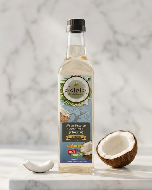 Mangalam Wood Pressed Coconut Oil (Nariyal Tel) – Cold Pressed, Unrefined | 1L