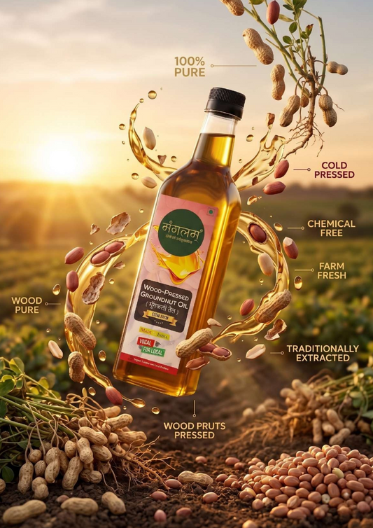 Mangalam Wood Pressed Groundnut Oil (Lakdi Ghani) – Wood Pressed, Unrefined