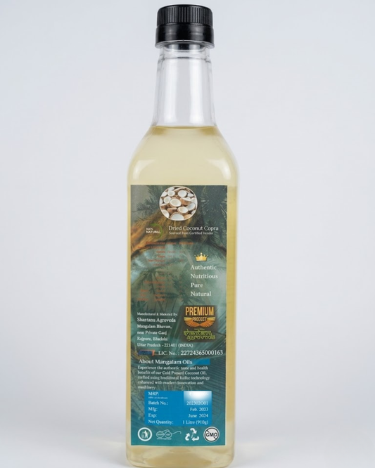Mangalam Wood Pressed Coconut Oil (Nariyal Tel) – Cold Pressed, Unrefined | 1L