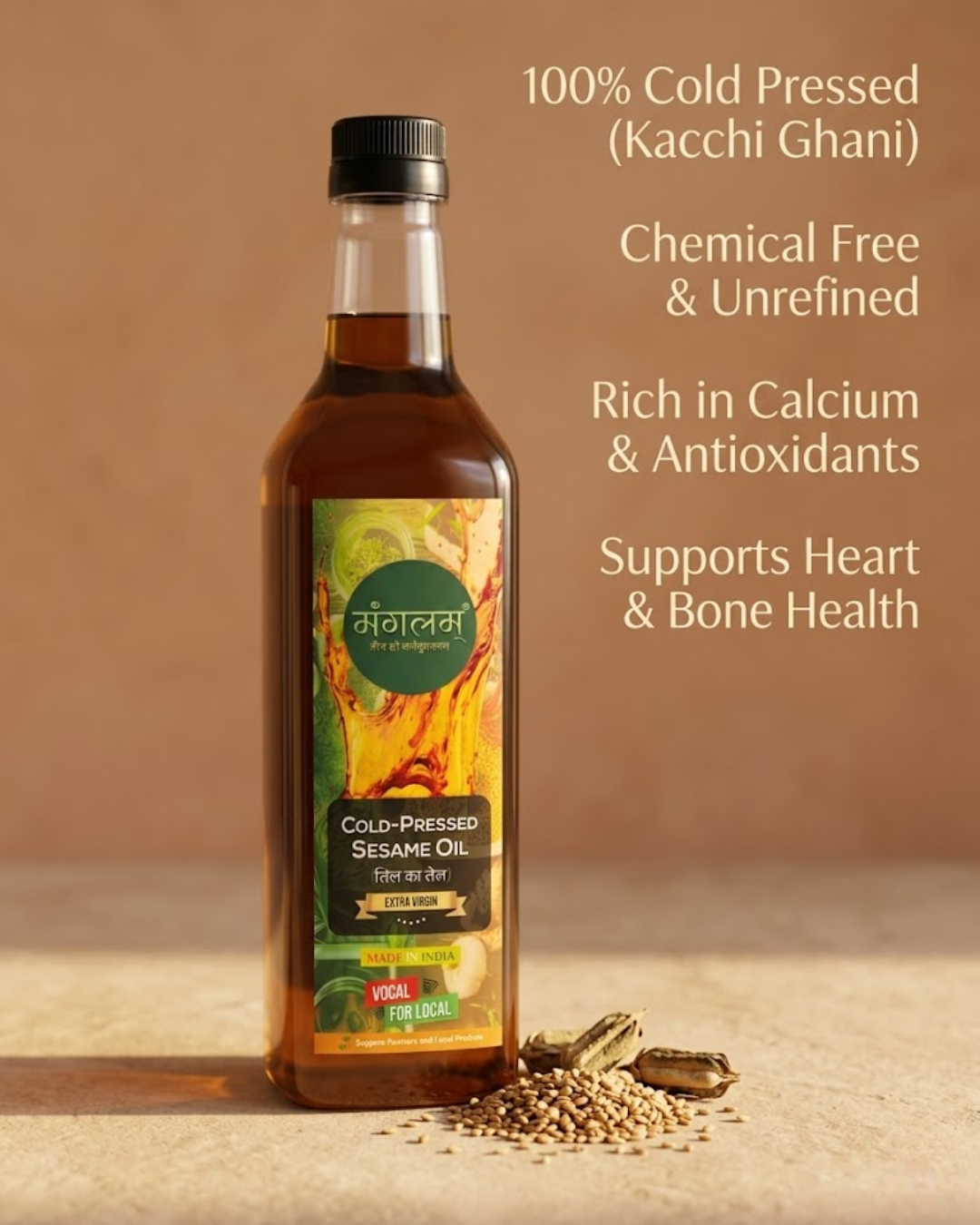 Mangalam Cold Pressed Sesame Oil (Til Oil) – Cold Pressed, Unrefined | 1L