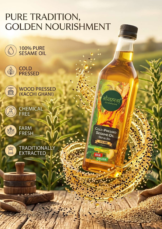 Mangalam Cold Pressed Sesame Oil (Til Oil) – Cold Pressed, Unrefined | 1L