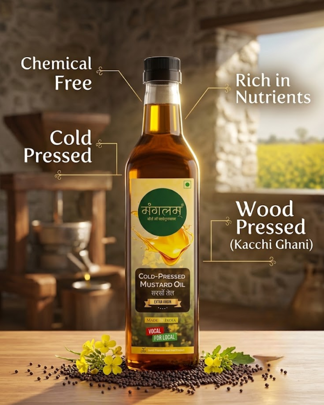 Mangalam Cold Pressed Mustard Oil (Kacchi Ghani) –  Unrefined