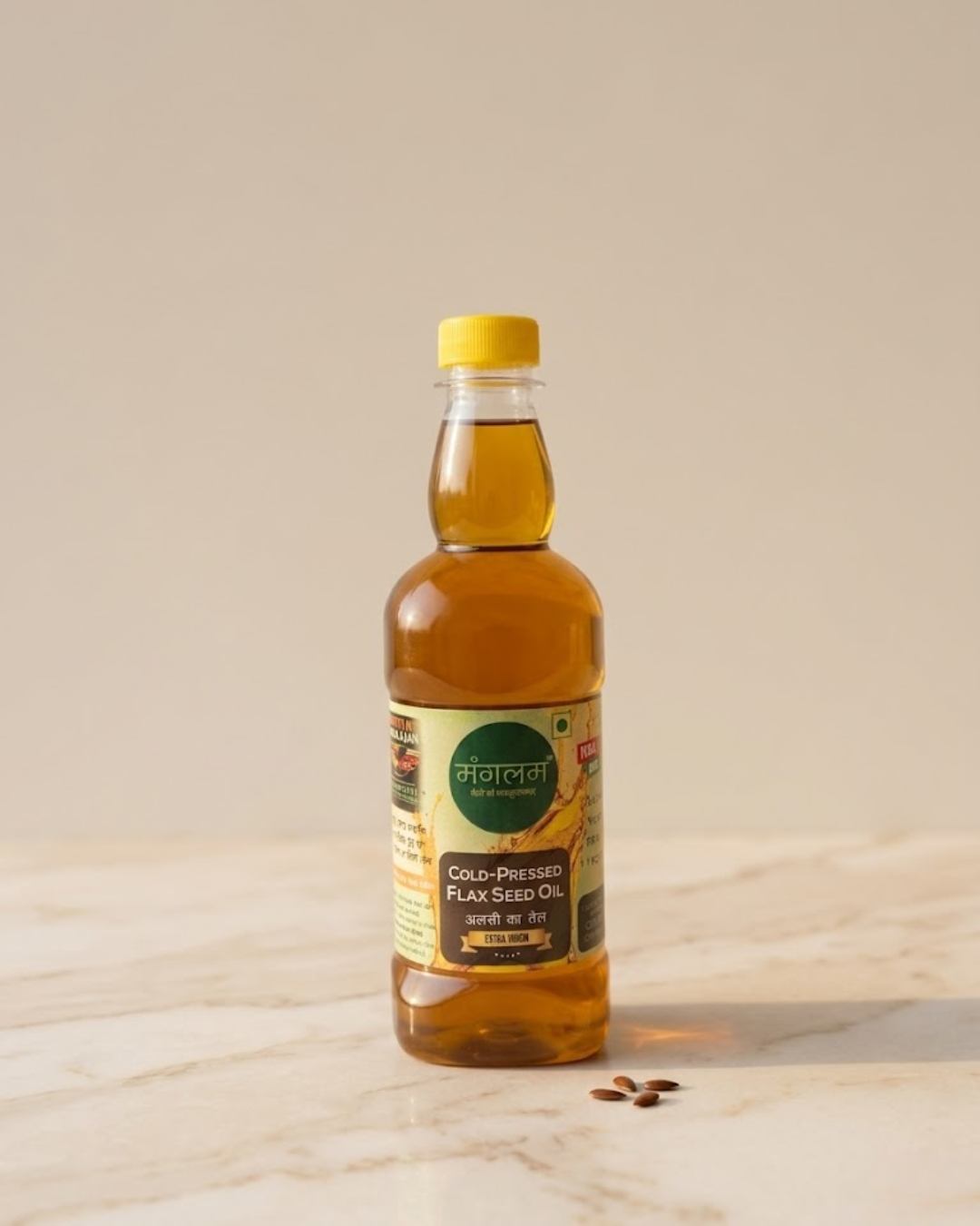 Mangalam Wood Pressed Flaxseed Oil (Alsi Oil) – Cold Pressed, Unrefined | Rich in Omega-3 | 1L